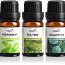 MIZZEO Floral Essential Oil Set, Premium Pure & Natural Aromatherapy Essential Oils for Diffuser for Home, 3 * 10 ML Diffuser Oil Gift Set- Peppermint,Tea Tree,Eucalyptus