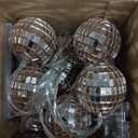 BBTO LED Disco Ball String Light Battery Powered Mirror Balls Ornaments for Outside Backyard Porch 70s 80s Disco Party Supplies(1.57 Inch,Rose Gold)