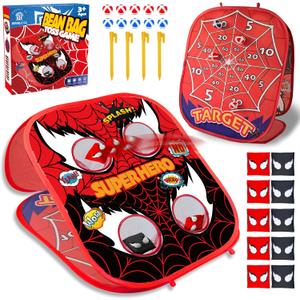 Spider Bean Bag Toss Game for Kids,5-Second Setup Cornhole Game, Spider Toys Gifts for 3 4 5 6 7 8 9 10,Party Outside Activities Carnival Games for Kids, Gift for Boy Girl Birthday or Christmas