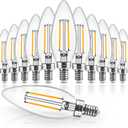 Hizashi Candelabra LED Light Bulbs 40 Watt Equivalent, E12 Base Chandelier Light Bulbs 2700K Soft White, Dimmable LED Candelabra Bulbs, B10, 90+CRI, 4W, 450LM, UL Listed, 12 Pack