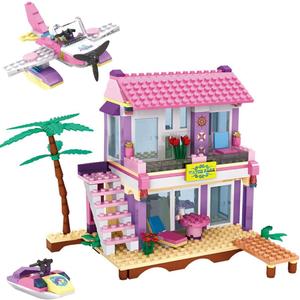 Dream Girls Beach House Building Blocks Toys Friends Seaside Building Sets 423Pcs Big Villa with Plane and Jet Ski Vacation Beach Hut Toy Set for Kids Aged 6-12