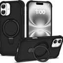 Compatible with iPhone 16 Plus Case 6.7'' with Magnetic Ring Stand [Military Drop Protection][Compatible with MagSafe] Shockproof 16 Plus Phone Case for Men Wowen,Black