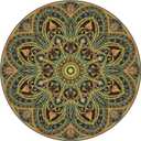 Knsbk Large Round Yoga Mat 4.6'X3.5mm for Exercise Premium Extra Thick, Ultra Comfortable, Non Slip, Meditation Mat (green blossom)