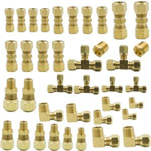 Legines 38 Pcs Brass D.O.T Air Brake Nylon Tubing Fitting Assortment Kits