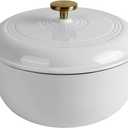 Premium Enameled Cast Iron Dutch Oven for Bread Baking | Non-Stick 2QT Oval Bread Oven with Lid | Perfect for Sourdough, Loaf, and Artisan Baking (Round White, 5.5 QT)