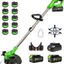 2026 Upgrade 48V 3 in 1 Electric Weed Wacker Cordless, 12’’ Electric Weed Eater Battery Powered 2x4.0AH, Cordless String Trimmer with Auto Spool Feed with 10 Replacement Spools - 1 pcs Green
