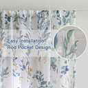 MYSKY HOME Floral Curtains for Living Room 72 inches Long Classic Printed Flower Leaf Sheer Curtains for Bedroom, Bathroom, Rod Pocket Window Drapes Yellow and Blue, 2 Panels, 52 x 72 inch