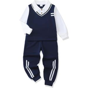 Renotemy Toddler Boy Clothes Fall Winter Outfits Pullover Sweatshirt Pants Set Warm Sweatsuit Kids Clothing for Boy Size 3-7T (Gray)