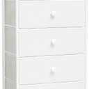 Crestlive Products Tall Dresser, 7-Drawer Fabric Storage Tower, Chests of Drawers - Vertical Organizer Unit for Bedroom, Hallway, Entryway, Nursery, Closets - Steel Frame, Wood Top & Handles (White)