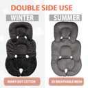 Infant Carseat Insert, 2-in-1 Reversible Baby Car Seat Cushion for Newborn Toddler Head & Body Support Car Seat Pad for Carseats, Strollers, Swings, Bouncers(Black)