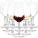 Glasses Set of 12, 12oz Clear Red/White Liquor Cup, Long Stem Glasses for Party, Wedding and Home