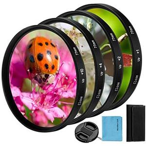 82mm Close-up Filter Kit 4 Pieces(+1,+2,+4,+10) Macro Filter Accessory Close-up Lens Filter Kit Set with Lens Filter Pouch for Canon Nikon Sony Pentax Olympus Fuji DSLR Camera+Lens Cap