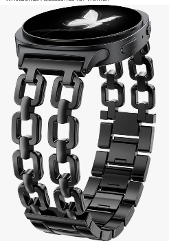 Wearlizer Metal Bands Compatible with Samsung Galaxy Watch 8 Band 40mm 44mm/Watch 8 Classic 46mm, No Gap Dressy Stainless Steel Chain Strap Wristbands Accessories for Women