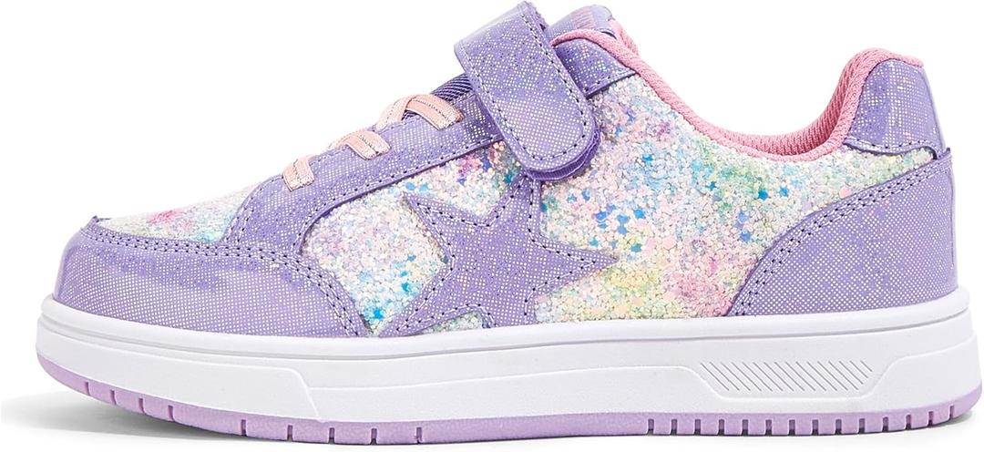 LUCKY STEP Kid's Glitter Walking Shoes Shiny Sparkly Sequins Fashion Sneakers Hook and Loop Athletic Unisex-Child Casual Running for Children/Boys/Girls 11 Little Kid