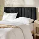 Hearth & Harbor Upholstered King Headboard - Easy Assemble Channel Stitched Headboard King Size Bed - Wall Mounted Headboards with 3D Soundproof Wall Panels Peel & Stick Floating Headboards, Black