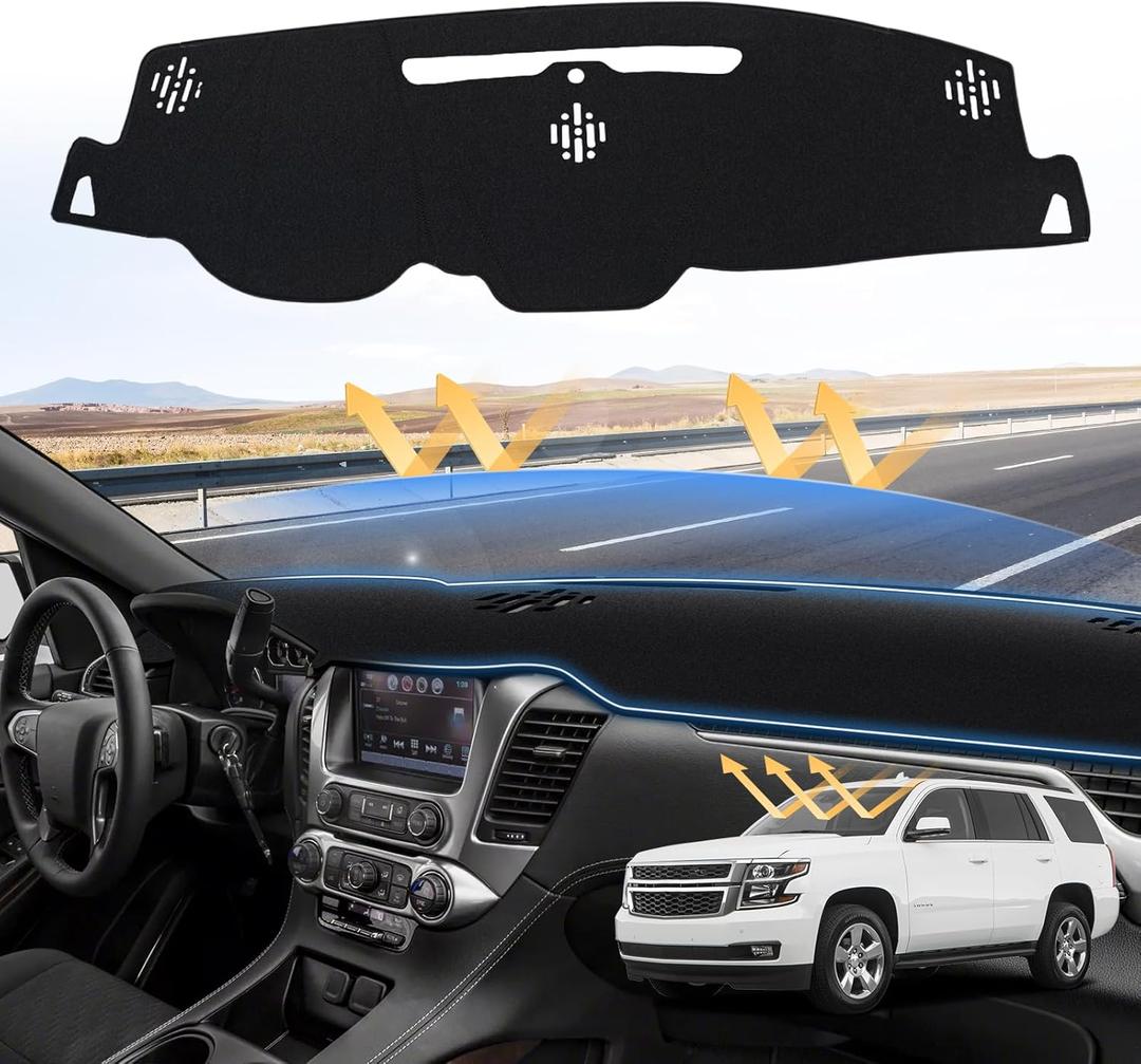Dash Cover for 2015-2020 Chevrolet Tahoe/Suburban/GMC Yukon Dashboard Cover Mat for Tahoe Accessories Suede Dash Cover Mat Sun Shade Nonslip Mesh Protector No Glare
