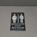 ComplianceSigns.com Staff Restroom Sign, ADA-Compliant Braille and Raised Letters, 9x6 inch White on Black Acrylic with Adhesive Mounting Strips, American Made Safety Signs for the Workplace