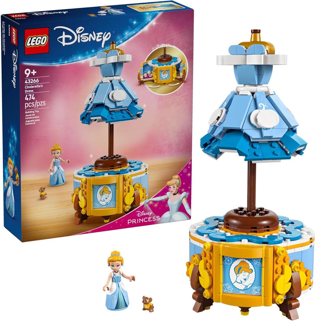 LEGO Disney Princess Cinderellas Dress Kids Toy with Minidoll Character - Fun Building Toy for Girls and Boys Ages 9 and Up - Disney Gift Idea for Fans and Fashion Lovers - 43266