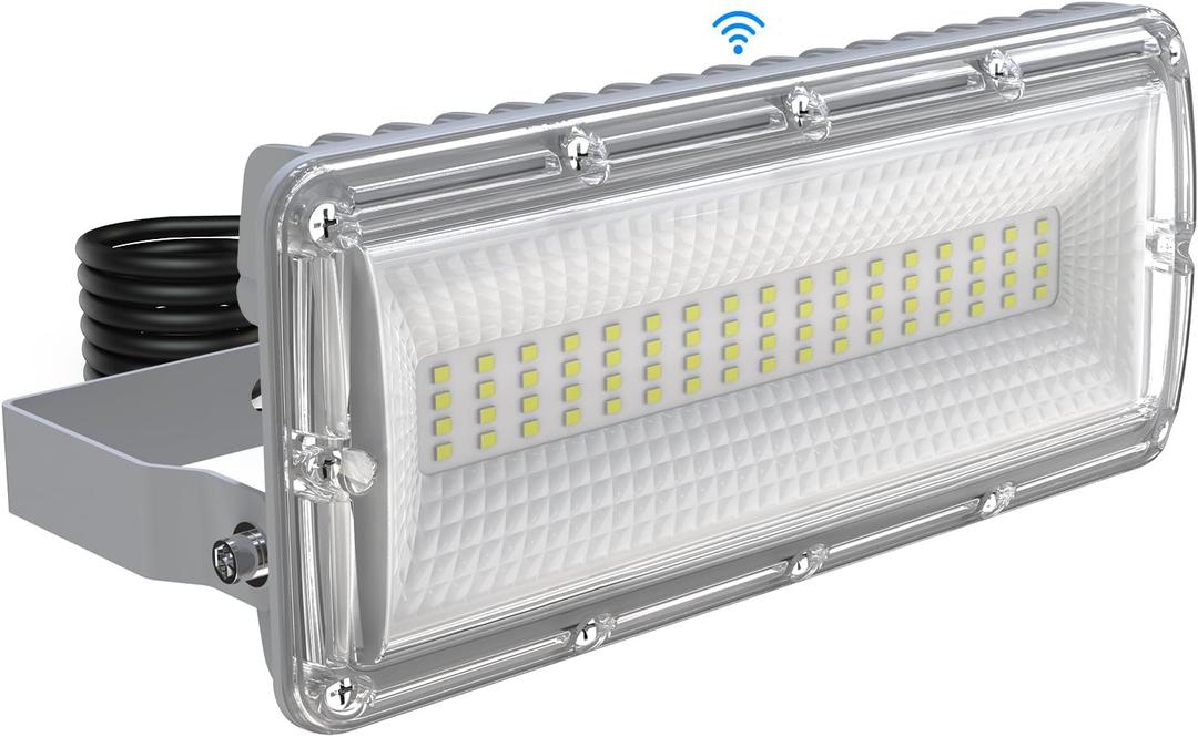50W LED Flood Light, 7000LM 6500K LED Dusk to Dawn Security Light | IP67 Waterproof & Rugged, Automatic photocell & constant-on modes. Flicker-free, 6KV surge. 180 bracket for courtyard