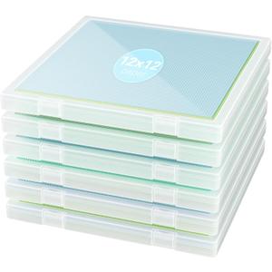 Denkee 12 x 12 Paper Storage, 6 Pack Scrapbook Paper Organizer Storage, Craft Organizers Box, Portable Storage Containers for Board Game, Craft, Art Supplies