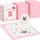MIZOK Puppy Pads 22"x 22" with Leak-Proof Quick-Dry Design Pee Pads for Dogs Potty Training, 6-Layer Standard Absorbency Dog Pee Pads Regular Size, Pink Cherry Blossom Pattern (50 Counts)