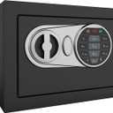 Goldenkey Small Safe Box for Money, Digital Mini Safe Box with Keys&Code for Cash and Coin, Security Home Safes for Kids Personal Items, 6.69"D x 9.05"W x 6.69"H, 0.236 Cu.Ft. (Black)