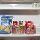 2pcs Clear Kitchen Storage Bins, pantry organizers and storage, Small Clear Containers for Organizing, Fridge Organizer, Cabinet Shelf Storage Bins (M+S)