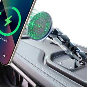 For Jeep 2024 2025 2026 Wrangler JL JLU Gladiator JT 4XE Phone Mount, Wireless Charging Phone Holder for JEEP Wrangler Gladiator 2/4 Door Accessories, Made of Metal, for All Smartphones (NOT fit JK)