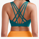 RUNNING GIRL Sports Bras for Women, Medium-High Impact Running Strappy Sports Bra with Removable Pads Color: Green Size:M