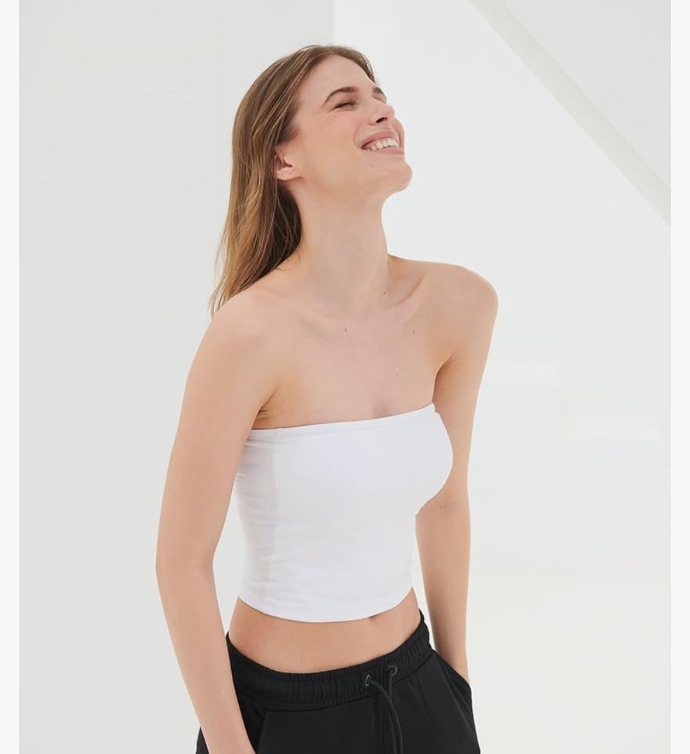 Women's Versatile Strapless Bandeau Top | Double-Layer Front | Silicone Grip Tape,Suitable for Casual Wear , Size S