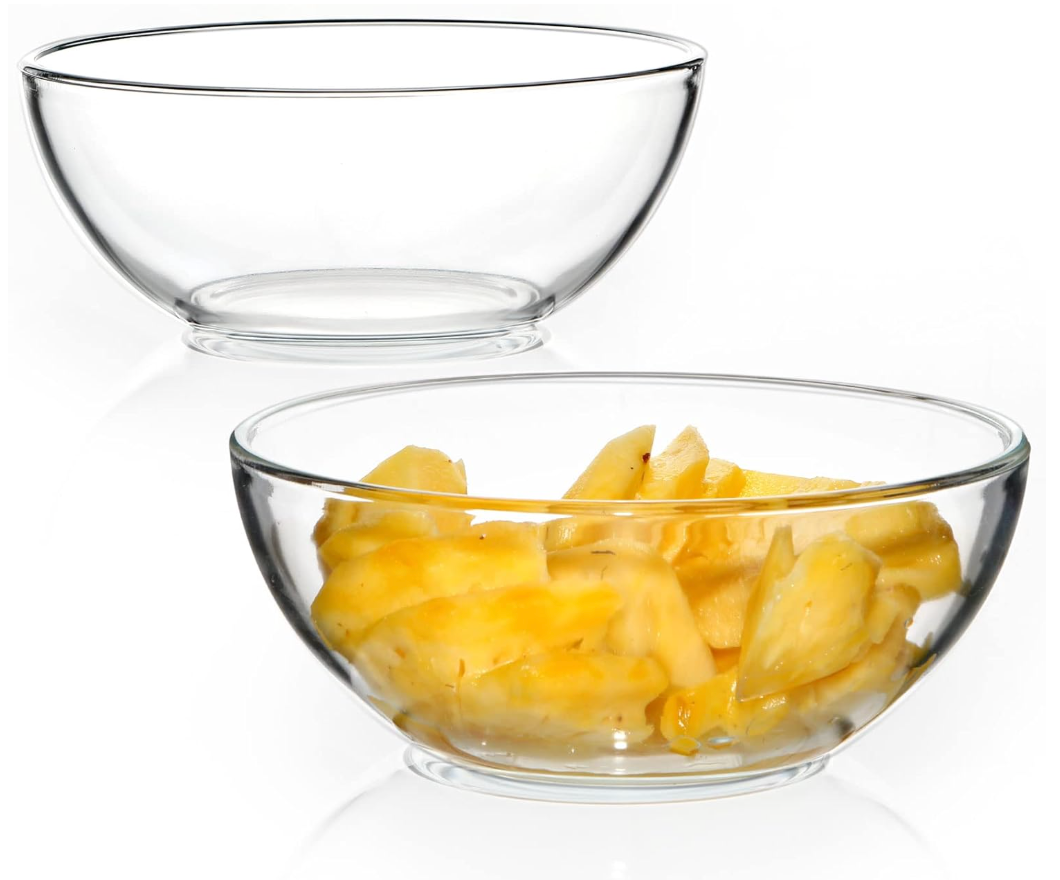 NUTRIUPS  Tempered Glass Mixing Bowls 2 Pack, Salad Bowl for Kitchen Microwave, Dishwasher and Oven Safe