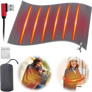 Heated Blanket Electric Throw - USB Battery Power Operated Heating Blanket for Home Outdoor Travel Use