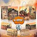 JOYGATHER 24 Pcs Cowboy Party Favors Bags with Handles, Western Wild West Goodie Gift Candy Kraft Paper Bags with 4 Different Types for Birthday Party Supplies Baby Shower Decorations