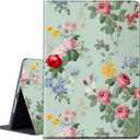 Case for All-New Kindle Fire 7 Tablet (9th/7th/5th Generation, 2019/2017/2015 Release),Lightweight Protective PU Leather Smart Stand Cover with Auto Wake Sleep - Rose Floral Flower