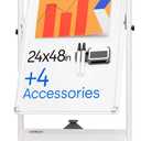 Rolling Dry Erase Board 24 x 48 - Large Portable Magnetic Whiteboard with Stand - Double Sided Easel Style Whiteboard with Wheels - Mobile Standing White Board for Office, Classroom & Home