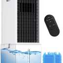 4-IN-1 Windowless Air Conditioner Portable w/3.2-Gal Tank for 30H Cooling, 4 Speeds &4 Modes, Waterless Alert System Swamp Cooler, LED Touch & Remote,12H Timer, Evaporative Air Cooler for Room