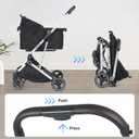 T4 Pet Stroller for Small Medium Dogs, Cat Strollers for 2 Cats, 4 Wheels Folding Pet Stroller for Cats with Pad, Canopy and Cup Holder, Black