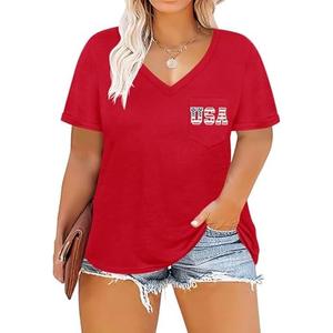 TIYOMI Womens Plus Size Tops Short Sleeve Shirts V Neck T Shirts Casual Blouse Floral/Aniaml/Tie Dye Color Soft Top 3XL