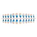 Rhinestone Press on Nails Medium Almond Fake Nails Blue Ombre False Nail with Design Stiletto Glue on Nails Glossy Acrylic Nail Full Cover Stick on Nail for Women Girls Manicure 24Pcs (style19)