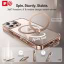 CASEKOO 360 Spin Magnetic Stand for iPhone 16 Pro Max Case Desert Titanium [Compatible with Magsafe][16FT Military Protection] Slim Hand-Polished Frame Titanium Alloy Sturdy Stand 6.9", Rose Gold
