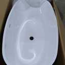 WOODBRIDGE 59"Freestanding White Acylic Soaking Bathtub with Matte Black Drain and Overflow,BTA1518 -MB-Drain &O