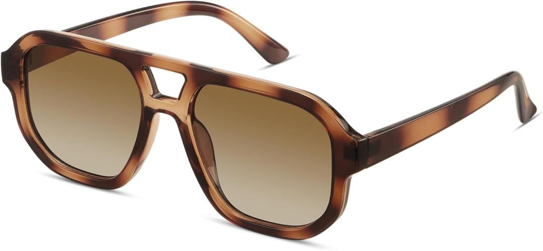 livho Trendy Polarized Square Aviator Sunglasses Women Men Square Eyewear Frame, Retro Sun Glasses for Women Men 2025 Shades (Vibrant Brown Tortoise/Brown)