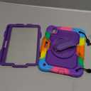 SEYMAC stock Case for iPad Mini 7 (A17 Pro)2024/ Mini 6 8.3'' with Screen Protector Pencil Holder [360 Rotating Hand Strap] &Stand, Drop-Proof Case for iPad Mini 7th/6th Generation 8.3"Purple+Colorful