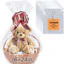 Yuiicaov 10PCS Large Cellophane Bags, 16x24 Inches Clear Cellophane Wrap for Gift Baskets, Clear Basket Bags Packaging 2.8 Mil Thick