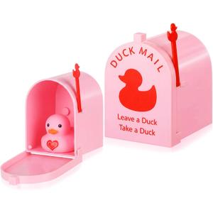 3D Printed Magnetic Cruising Ducks Mailbox Wall Mounted Mini Box for Cruise Door Refrigerator Travel Gift Take One Leave One Hiding Game (Classic Style,Pink)