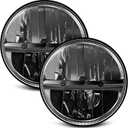 ZIMABLUE 7 inch LED Headlight 2PCS Cool White High Low Beam Plug and Play 7" round Headlights H6024 LED Headlight DOT Approved Compatible with Jeep Wrangler JK TJ CJ, Truck SUV etc (Reflector (2pcs))