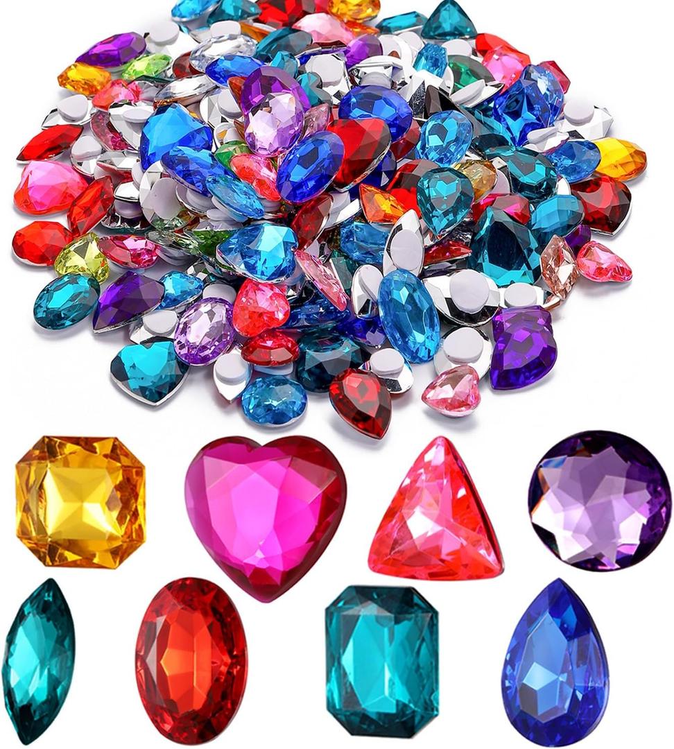 RICHNESS 110pcs Self Adhesive Craft Jewels Jumbo Bling Crystal Gem Stickers Assorted Shapes Colors Rhinestone Stickers for Arts & Crafts Projects
