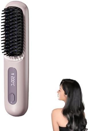 Go Brush Pro 2026 Hair Straightener Brush 300 Million Negative Ionic Portable Cordless Hair Straightener for Women with 4 Temps Fast Heating MCH Ceramic Coating Smooth Frizz  Free Hair Gift for Women