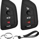 2pcs Compatible with BMW 1 2 3 4 5 6 7 8 Series X1 X2 X3 X4 X5 X6 X7 i4 Z4 M5 M6 M7 M8 GT3 GT5 Key Fob Cover Case Key Chain Protector Keyless Remote Holder (Black)