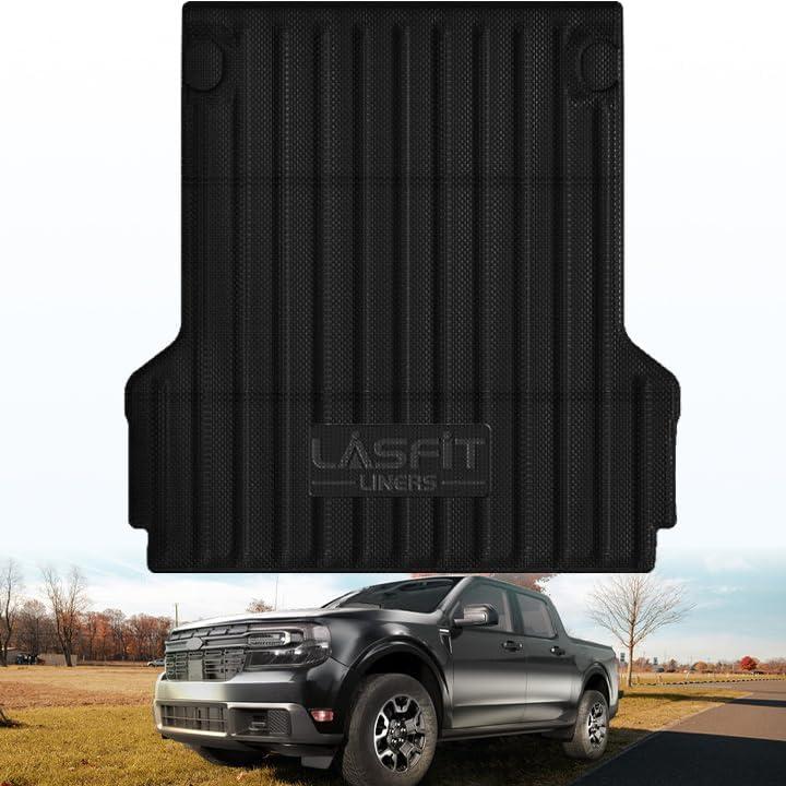 LASFIT Truck Bed Mat for Ford Maverick 2025 2024 2023 2022 Hybrid & Gasoline TPE All Weather Truck Bed Liner Custom Fit Bed Mat(Not fit with Drop-in Bed Liner), 1PC Black